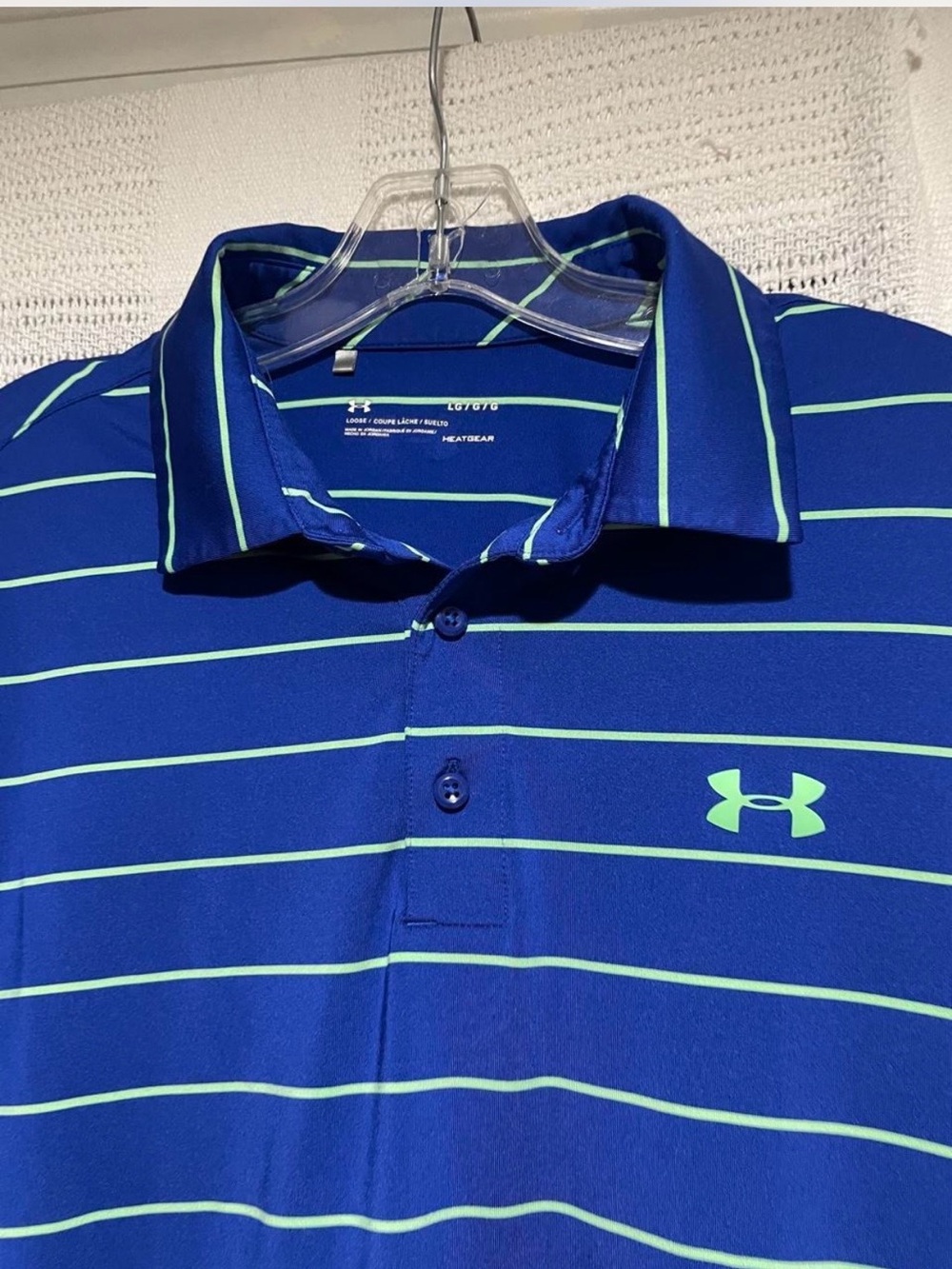 LG Men's Royal Blue Polo with Mint Stripes